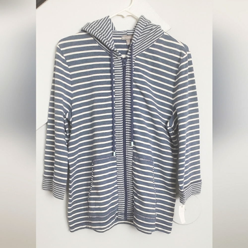 T by Talbots stripes zip up jacket (NWT)